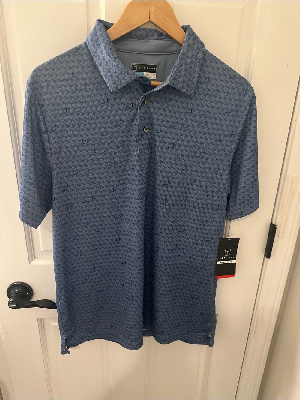 PGA Tour Steel Blue Textured Polo